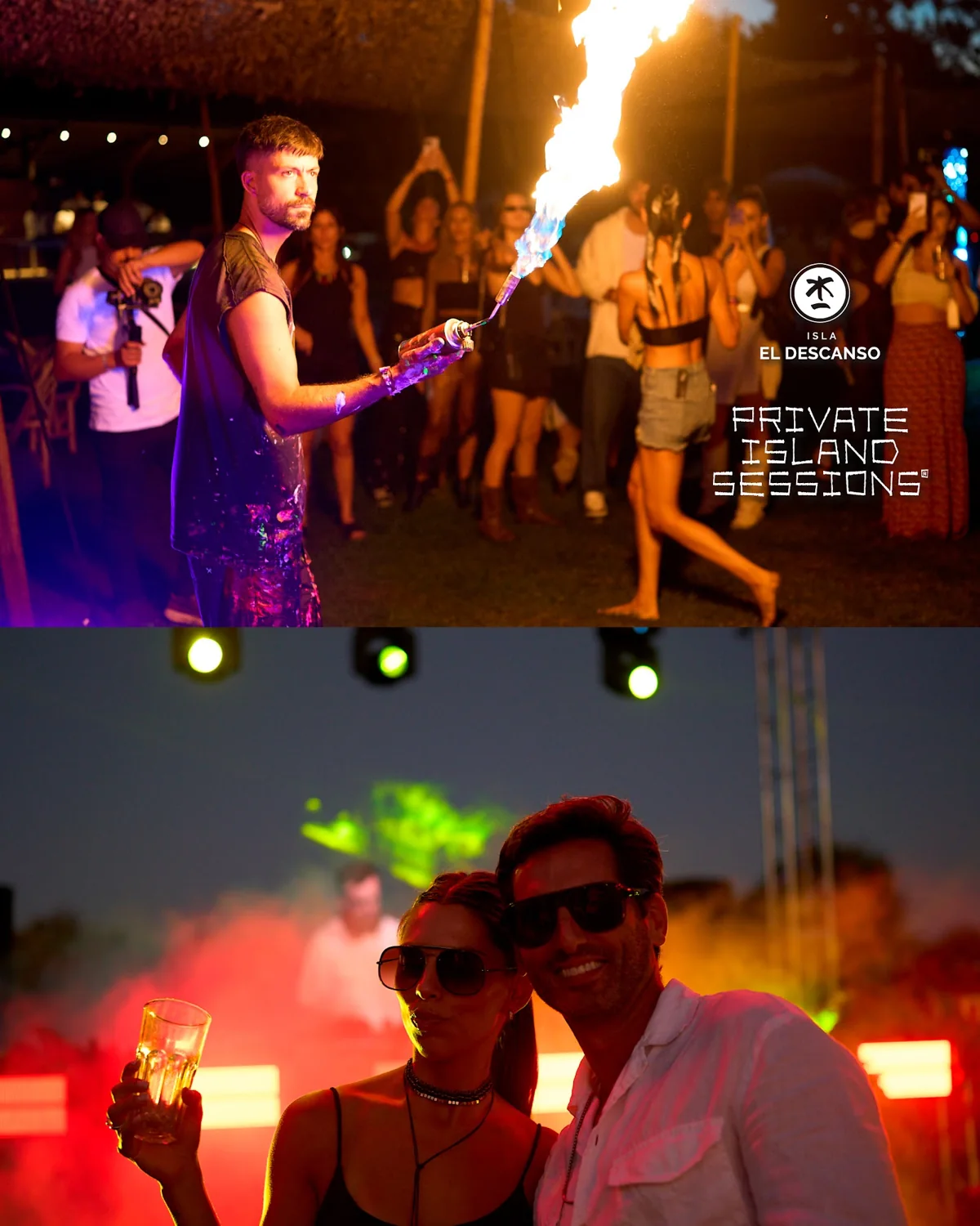Intervención con fuego y participantes del encuentro